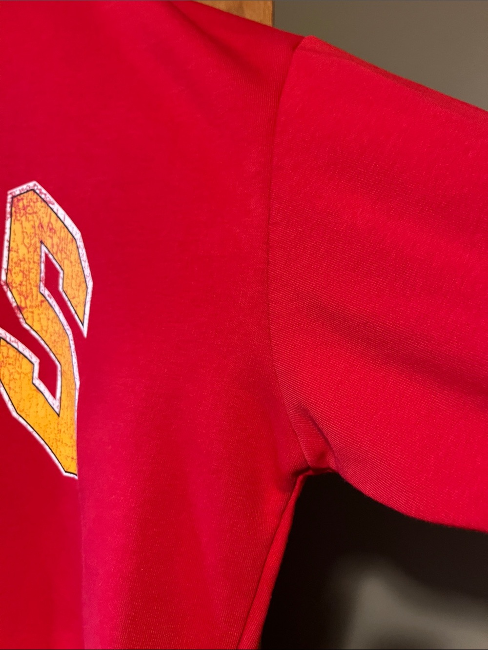 NFL Red Kansas City Chiefs Graphic Crewneck Sweatshirt with Yellow Lettering - Picture 9 of 13